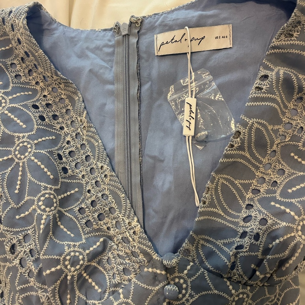Petal & Pup Light Blue Floral Lace Maxi Dress - Picture 4 of 4